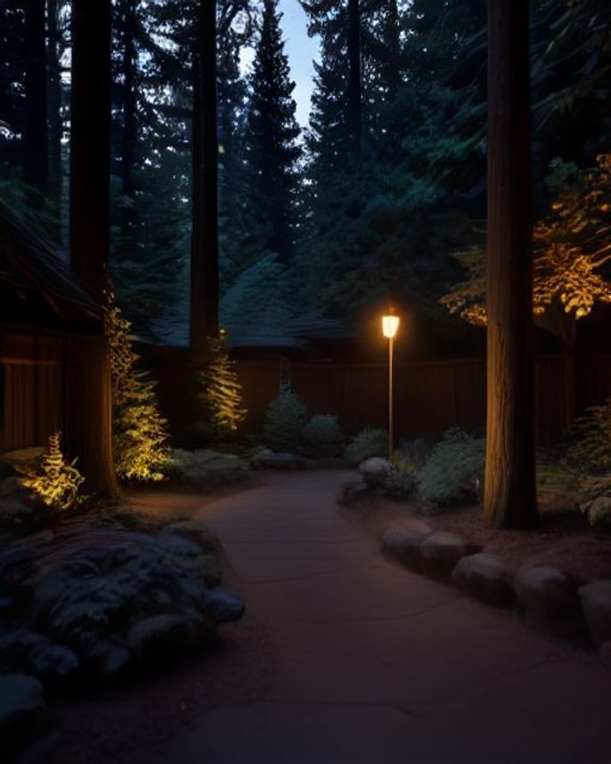 Professional low-voltage landscape lighting in a Pacific Northwest dusk scene — low-voltage landscape lighting