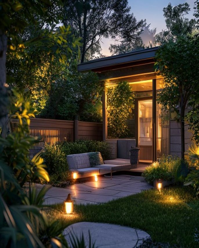 Professional low-voltage landscape lighting in a Pacific Northwest dusk scene — low-voltage landscape lighting