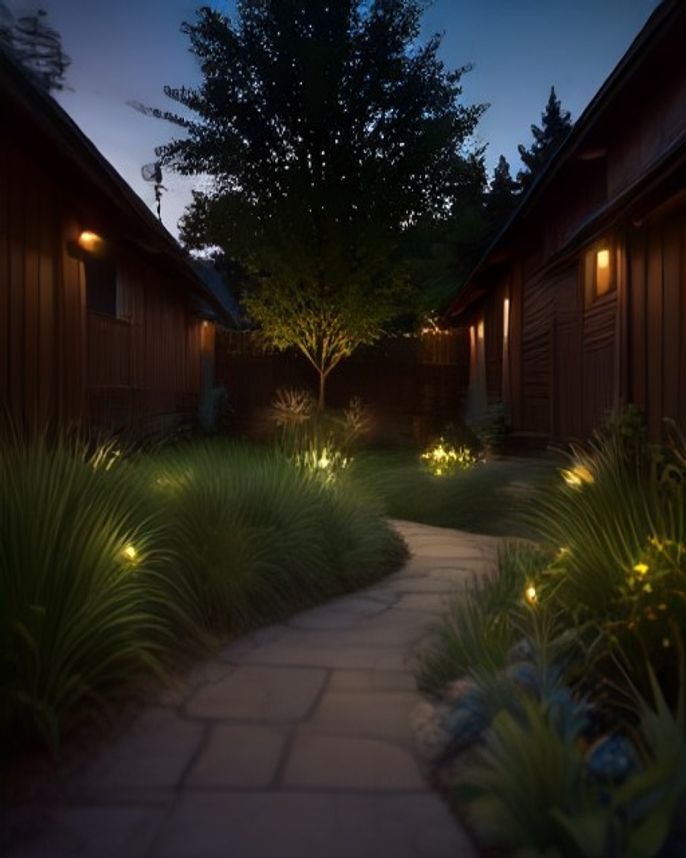 Professional low-voltage landscape lighting in a Pacific Northwest dusk scene — low-voltage landscape lighting
