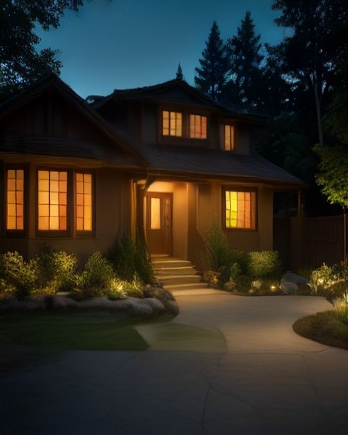 Professional low-voltage landscape lighting in a Pacific Northwest dusk scene — low-voltage landscape lighting