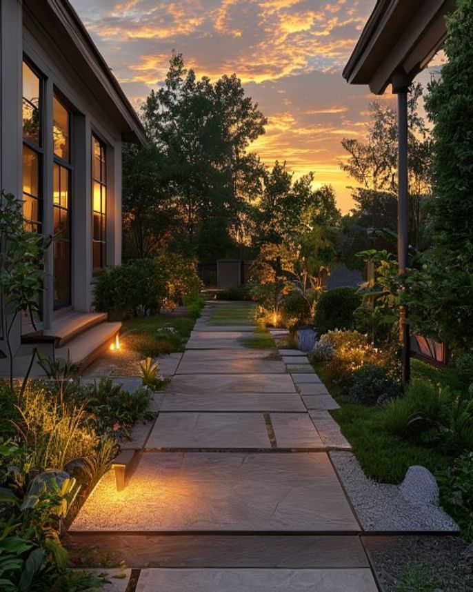 Professional low-voltage landscape lighting in a Pacific Northwest dusk scene — low-voltage landscape lighting