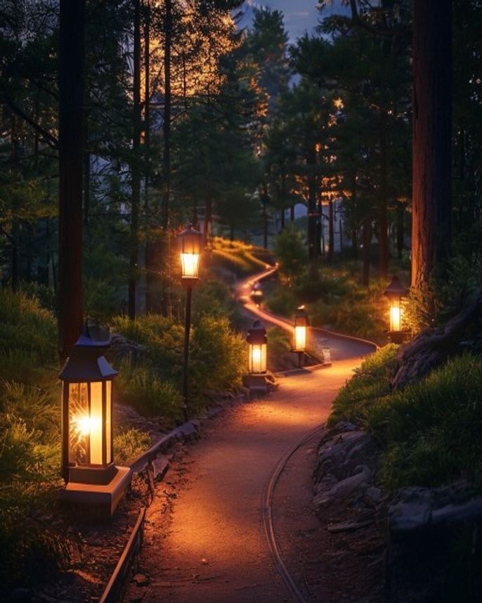 Professional low-voltage landscape lighting in a Pacific Northwest dusk scene — low-voltage landscape lighting