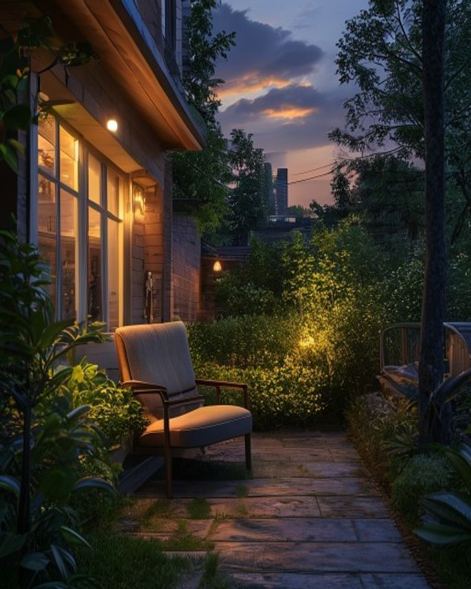 Professional low-voltage landscape lighting in a Pacific Northwest dusk scene — low-voltage landscape lighting