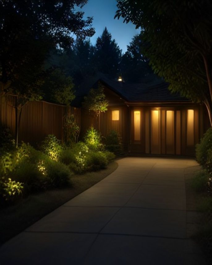 Professional low-voltage landscape lighting in a Pacific Northwest dusk scene — low-voltage landscape lighting